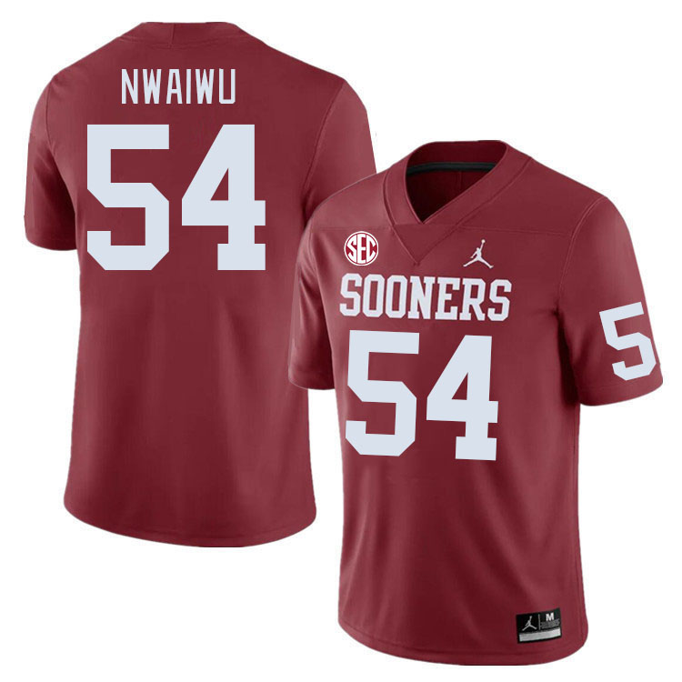 Men #54 Febechi Nwaiwu Oklahoma Sooners 2024 SEC Conference College Football Jerseys-Crimson